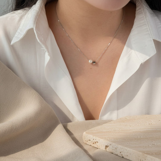 Mila Pearl Cube Necklace